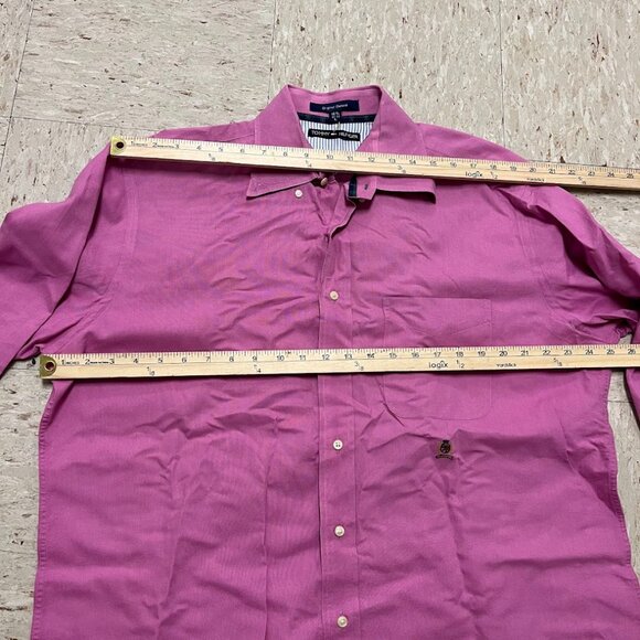 TOMMY HILFIGER Sz L 16.5 32-33 Mens Original Oxford Button Down Long Sleeve Pink - Picture 6 of 7